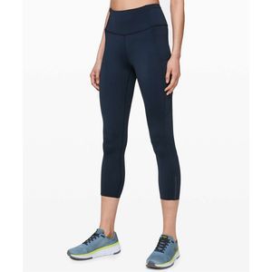 Lululemon Fast and Free High-Rise Crop 25” Leggings True Navy Size 6 Reflective